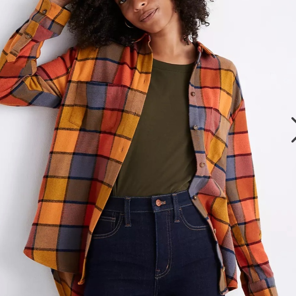 Madewell Flannel Sunday Shirt in Emmy Plaid, SizeM